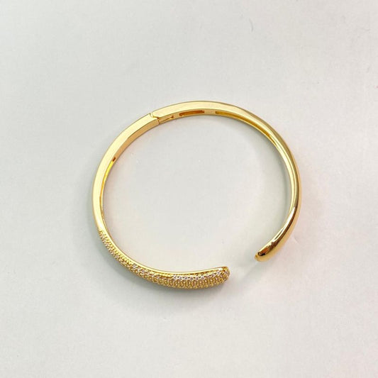 Bracelete banho diamante aro aberto semelhante gota cravejado zirconia