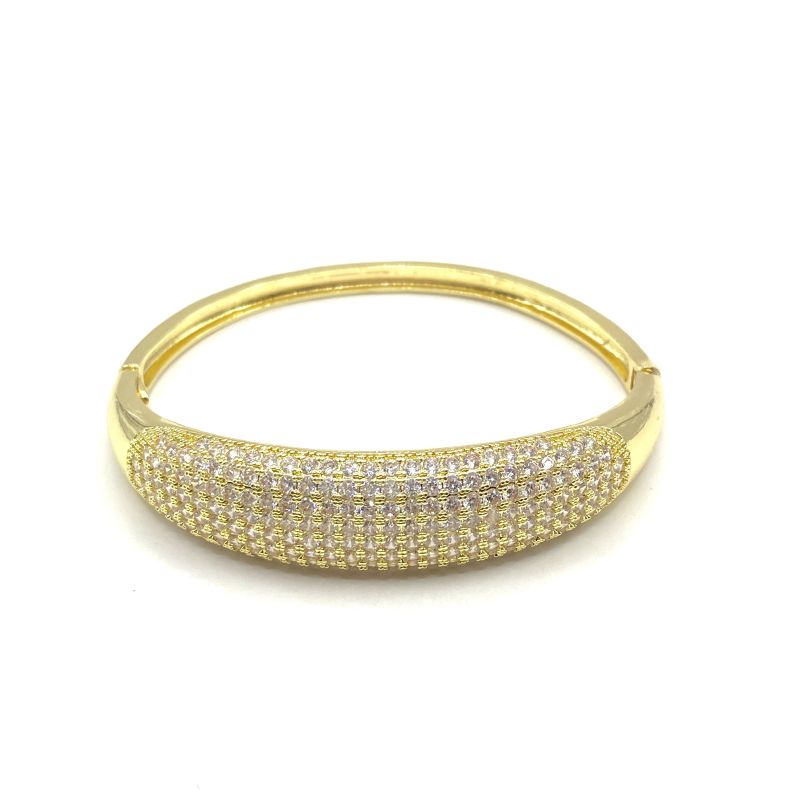Bracelete banho diamante aro grosso cravejado